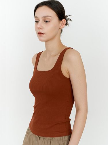 Square neck ribbed bra top - brick - TSH - Modalova