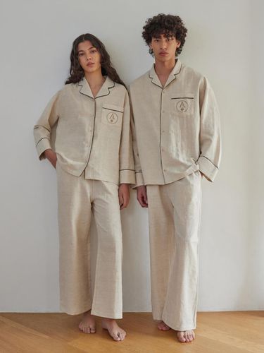 CLASSIC PAJAMA COUPLE SET_ecru linen - atempo - Modalova