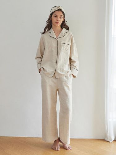 CLASSIC ROUND PAJAMA SET_ecru linen - atempo - Modalova