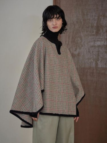 WOOL CAPE ROBE_hound check - atempo - Modalova