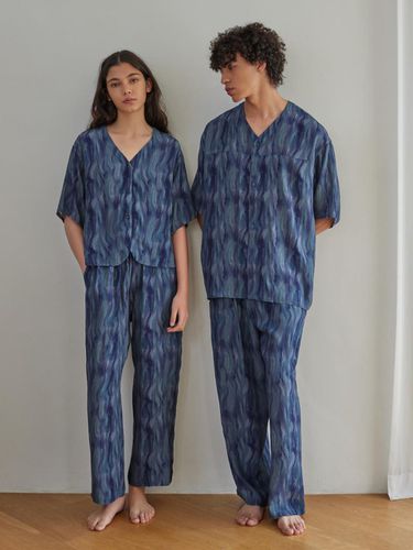 COZY PAJAMA COUPLE SET_sea blue - atempo - Modalova