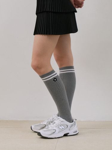 GoXO G Flower Ribbed Socks_Gray - goxo - Modalova