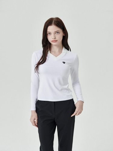 V-neck Slim Fit Collar T-Shirt White - goxo - Modalova