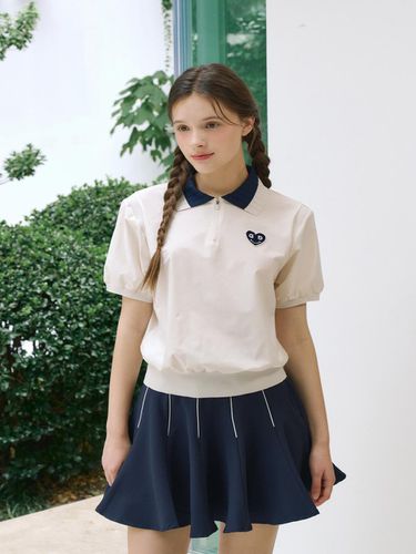 Smile Heart Spandex Collar Short Sleeve T-shi - goxo - Modalova