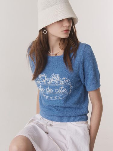 Signature half sleeve floppy knit_BLUE - cite de cite - Modalova