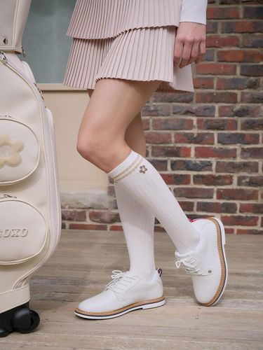 GoXO G Flower Ribbed Socks_White - goxo - Modalova