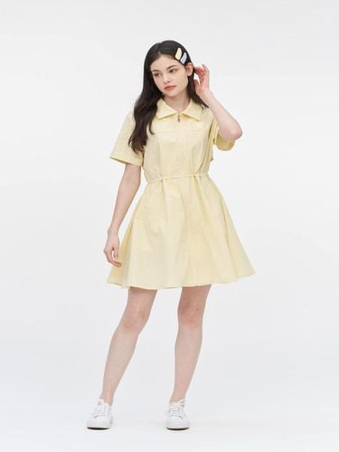 G Flower Collar One-Piece Dress Yellow - goxo - Modalova