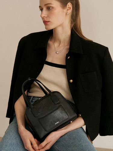 Cayley Boston Bag Leather Black - demeriel - Modalova