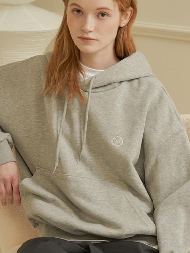 Circle logo embroidered hoodie [MELANGE GRAY] - DEHEVE - Modalova