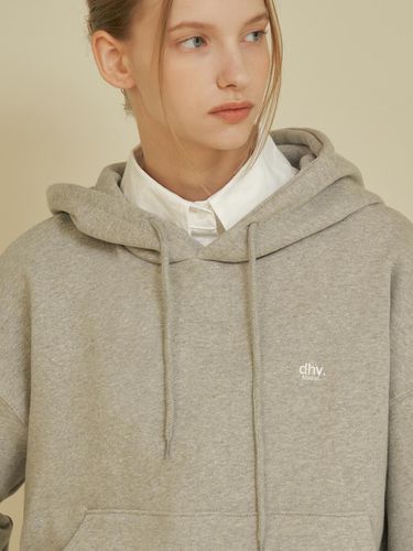 Minimal logo embroidered hoodie [MELANGE GRAY] - DEHEVE - Modalova