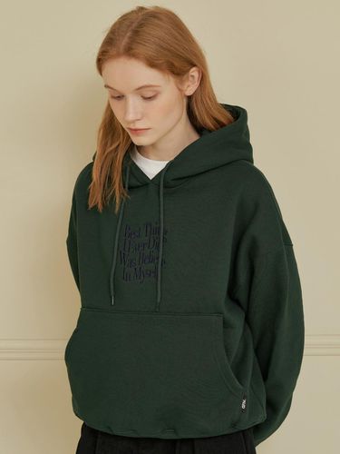 Belive embroidered hoodie [DEEP GREEN] - DEHEVE - Modalova