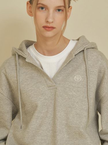 Slit open hoodie [MELANGE GRAY] - DEHEVE - Modalova