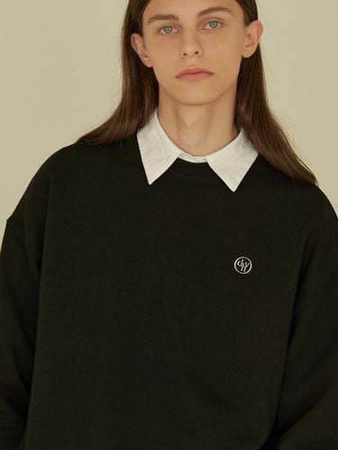 Circle logo embroidered sweatshirt [BLACK] - DEHEVE - Modalova