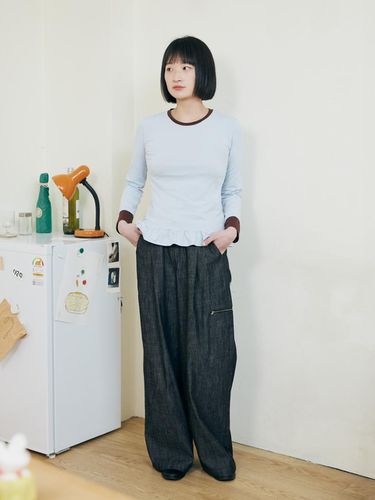 One tuck pants / Black jeans - falt - Modalova