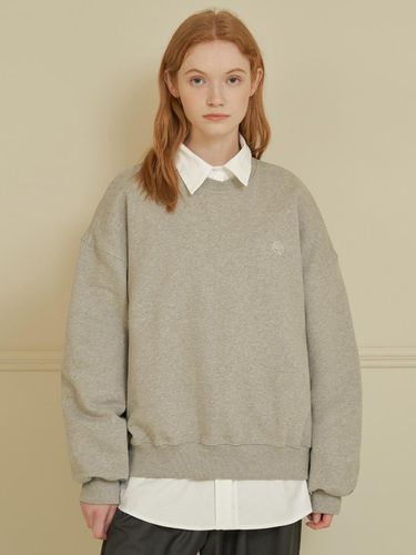 Circle logo embroidered sweatshirt [MELANGE GRAY] - DEHEVE - Modalova