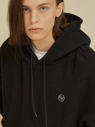 Circle logo embroidered hoodie [BLACK] - DEHEVE - Modalova