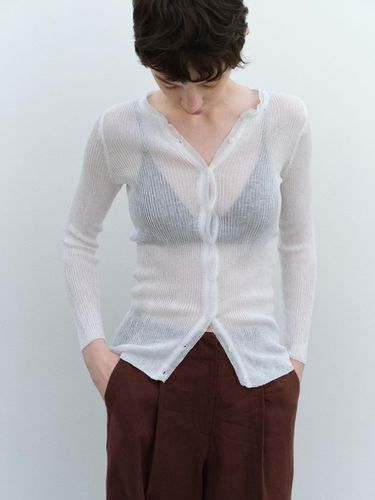 Linen summer cardigan (white) - tetu - Modalova