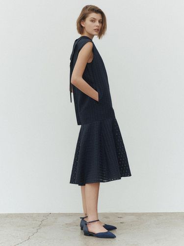 Two-way Plaid Pattern Dress (Navy) - YIJU - Modalova