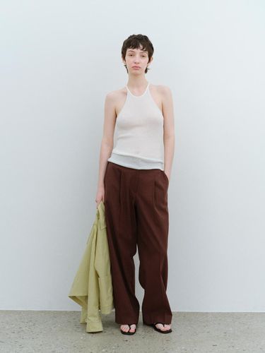 One tuck linen pants (brick) - tetu - Modalova