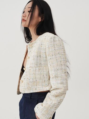 Crop tweed jacket (white) - tetu - Modalova