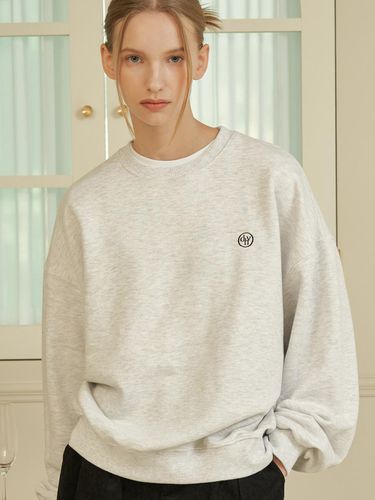 Circle logo embroidered sweatshirt [beige MELANGE] - DEHEVE - Modalova