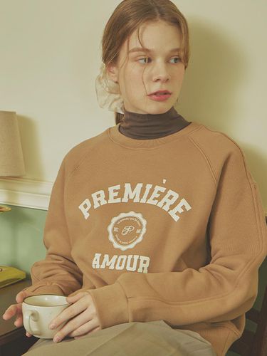 Seal Logo Raglan Sweatshirt - Beige - PREMIERE AMOUR - Modalova