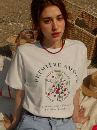 Flower Garden Half Sleeve Tee - Light Beige - PREMIERE AMOUR - Modalova