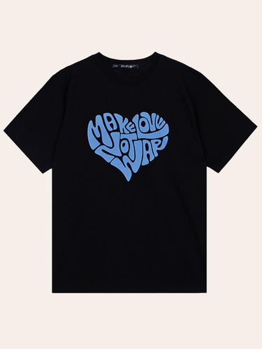 Heart Printing T-shirt [Black] - DEHEVE - Modalova