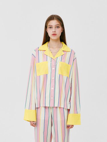 Female) Creamy Stripe Pajama Shirt - Foli - Modalova