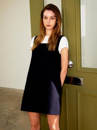 SQUARE MINI LINEN DRESS_NAVY - RIDIFI - Modalova