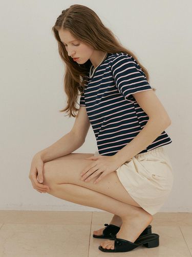 Basic Stripe T-shirt - Navy/Pink - MORE THAN LIKE - Modalova