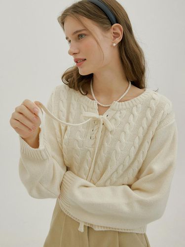 Cashmere Blend Lace Up Knit Sweater - MORE THAN LIKE - Modalova