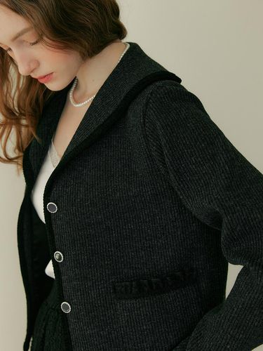 SAILOR WOOL CARDIGAN - CHARCOAL - MORE THAN LIKE - Modalova