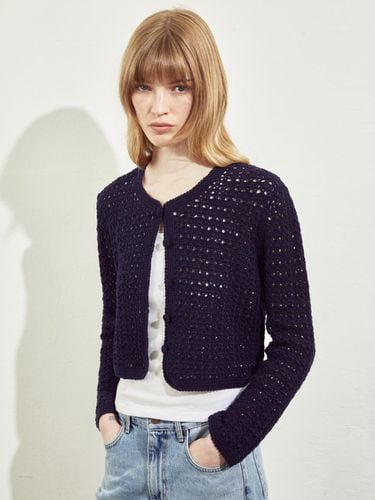 HANDMADE CROCHET KNIT JACKET_NAVY - RIDIFI - Modalova