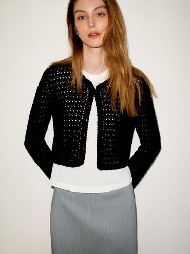 HANDMADE CROCHET KNIT JACKET_BLACK - RIDIFI - Modalova