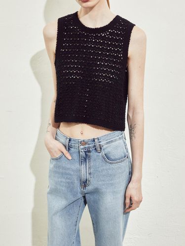 HANDMADE CROCHET KNIT VEST_BLACK - RIDIFI - Modalova