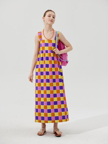 Poly Day Checkered Dress, Gold - Foli - Modalova