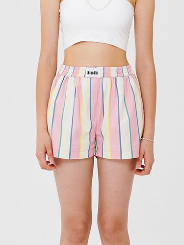 Female) Creamy Stripe Pajama Shorts - Foli - Modalova