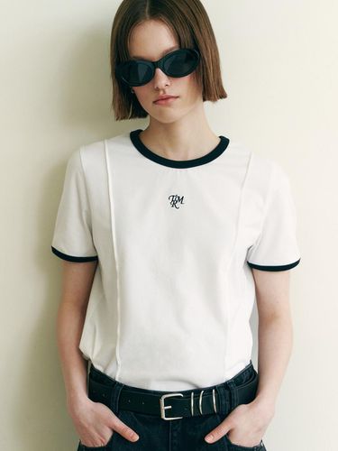 RIBBED BINDING LOGO PIN TUCK T-SHIRT WT - TMAKER - Modalova