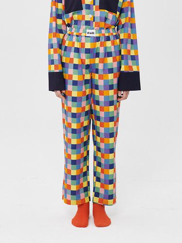 Female) Flush Grid Pajama Long Pants - Foli - Modalova