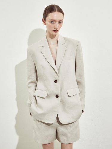 TWO BUTTON LINEN JACKET_BEIGE - RIDIFI - Modalova