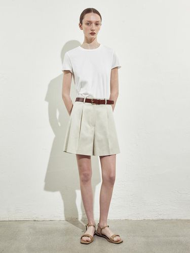 WIDE COTTON HALF PANTS_BEIGE - RIDIFI - Modalova