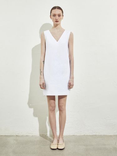 LINEN SLEEVELESS DRESS_WHITE - RIDIFI - Modalova