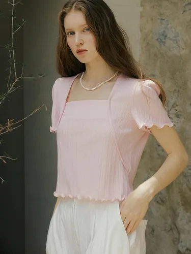 LAYERED FRILL T-SHIRT - PINK - MORE THAN LIKE - Modalova