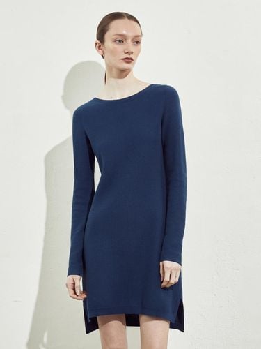 COTTON KNIT MINI DRESS_NAVY - RIDIFI - Modalova