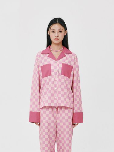 Female) Pink Grid Pajama Shirt - Foli - Modalova