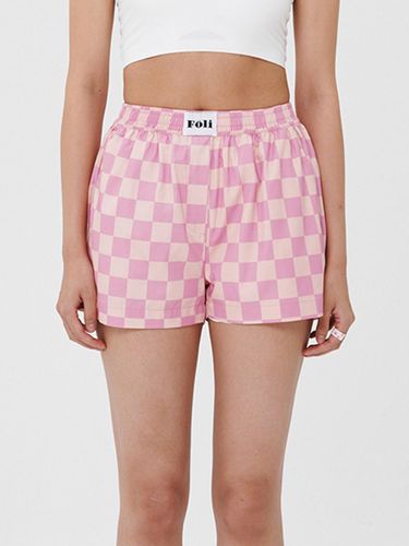 Female) Pink Grid Pajama Shorts - Foli - Modalova