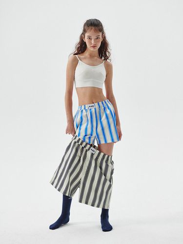 Female) Blue Pin Stripe Pajama Shorts - Foli - Modalova