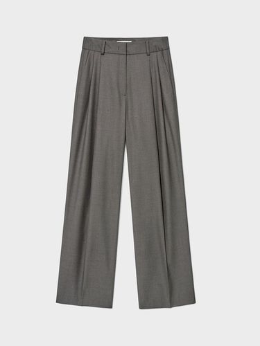 WOOL BLEND LONG WIDE SLACKS_LIGHT GREY - RIDIFI - Modalova