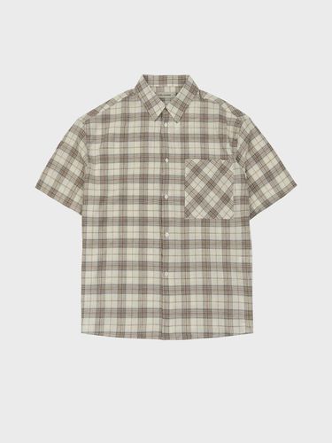 WRINKLE CHECK HALF SHIRT_BEIGE - LIEU HOMME - Modalova